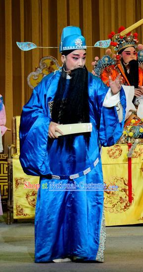 Jin Dian Shen La Chinese Sichuan Opera Prime Minister Wang Yun Apparels Costumes and Headpieces Peking Opera Elderly Male Garment Official Clothing