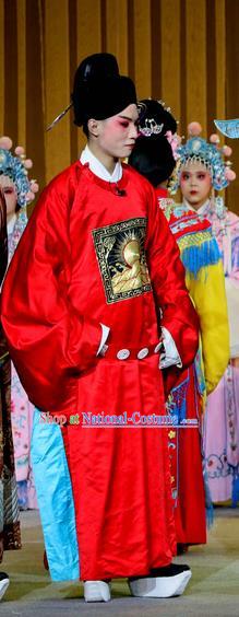 Jin Dian Shen La Chinese Sichuan Opera Young Male Apparels Costumes and Headpieces Peking Opera Xiaosheng Garment Number One Scholar Clothing