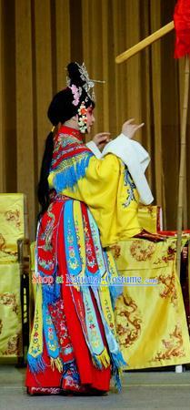 Chinese Sichuan Opera Young Female Garment Costumes and Hair Accessories Traditional Peking Opera Jin Dian Shen La Hua Tan Dress Princess Apparels