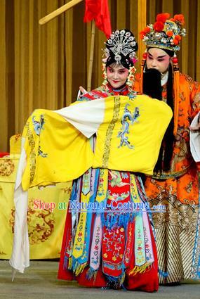 Chinese Sichuan Opera Young Female Garment Costumes and Hair Accessories Traditional Peking Opera Jin Dian Shen La Hua Tan Dress Princess Apparels