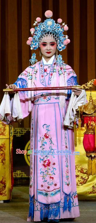 Chinese Sichuan Opera Court Maid Garment Costumes and Hair Accessories Traditional Peking Opera Jin Dian Shen La Xiaodan Dress Young Lady Apparels