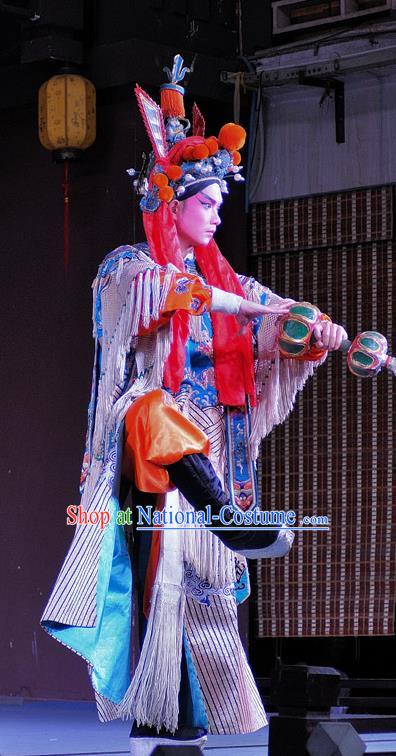 Chinese Sichuan Opera Swordsman Apparels Costumes and Headpieces Peking Opera Wusheng Garment Martial Male Clothing