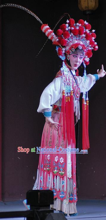 Chinese Sichuan Opera Female Swordsman Garment Costumes and Hair Accessories Traditional Peking Opera Wudan Dress Martial Lady Apparels