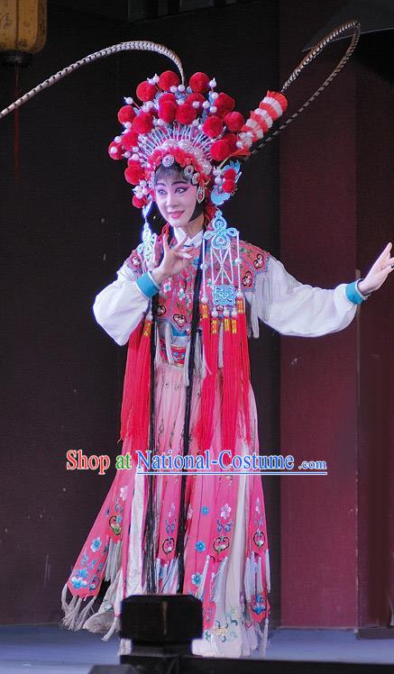 Chinese Sichuan Opera Female Swordsman Garment Costumes and Hair Accessories Traditional Peking Opera Wudan Dress Martial Lady Apparels