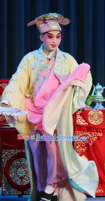 Bi Bo Hong Lian Chinese Sichuan Opera Scholar Jin Wangsun Apparels Costumes and Headpieces Peking Opera Young Male Garment Xiaosheng Clothing