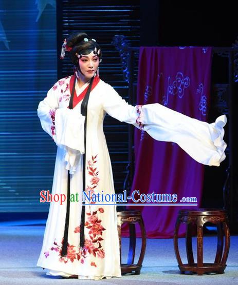 Chinese Sichuan Opera Courtesan Li Yaxian Garment Costumes and Hair Accessories Traditional Peking Opera Hua Tan Dress Actress Apparels