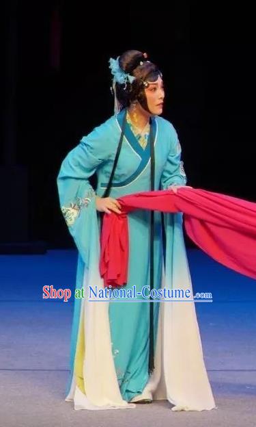 Chinese Sichuan Opera Distress Maiden Garment Costumes and Hair Accessories Traditional Peking Opera Tsing Yi Dress Diva Li Yaxian Apparels