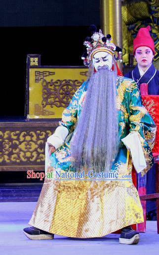 Sheng Si Pai Chinese Sichuan Opera Painted Role Apparels Costumes and Headpieces Peking Opera Elderly Male Garment Official Clothing