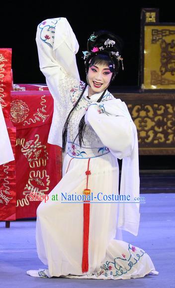 Chinese Sichuan Opera Actress Garment Costumes and Hair Accessories Sheng Si Pai Traditional Peking Opera Diva Dress Hua Tan Huang Qiuping Apparels