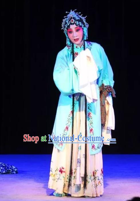 Chinese Sichuan Opera Young Female Cui Qiaofeng Garment Costumes and Hair Accessories Ma Qian Po Shui Traditional Peking Opera Actress Dress Diva Apparels