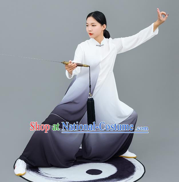 Chinese Traditional Tai Chi Competition Gradient Costume Professional Tai Ji Training Outfits Top Grade Martial Arts Performance Uniform for Women