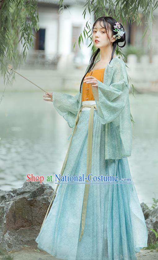 Chinese Ancient Young Lady Hanfu Dress Traditional Ming Dynasty Civilian Women Historical Costumes Complete Set