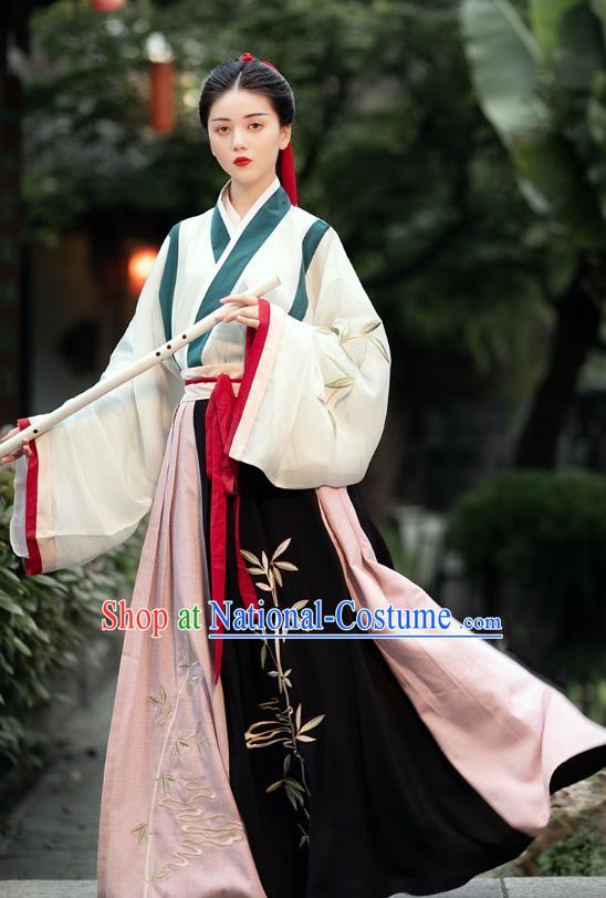 Chinese Ancient Female Swordsman Hanfu Dress Traditional Jin Dynasty Historical Costumes Complete Set for Women