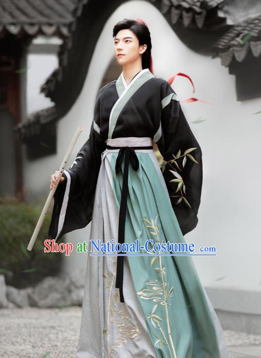 Chinese Ancient Childe Hanfu Clothing Traditional Jin Dynasty Swordsman Historical Costumes Complete Set for Men