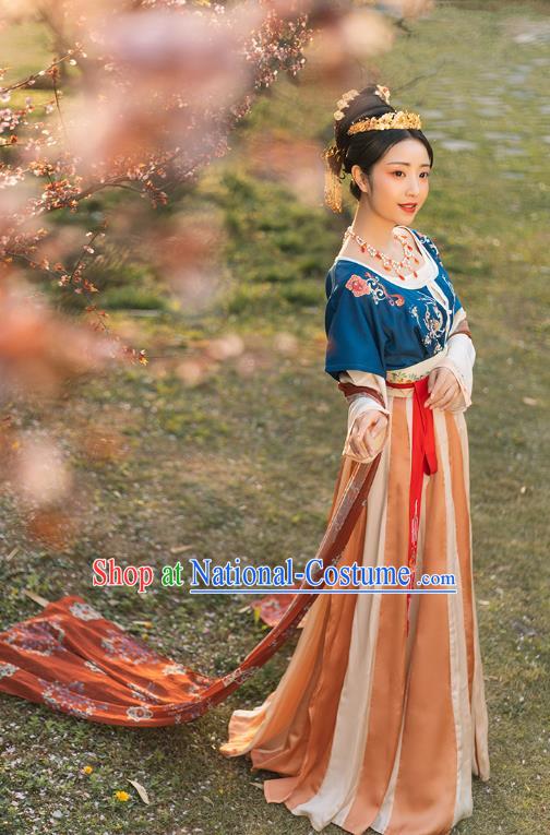 Chinese Ancient Tang Dynasty Palace Lady Hanfu Dress Traditional Royal Princess Garment Historical Costumes Complete Set