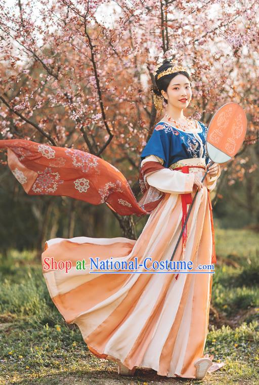 Chinese Ancient Tang Dynasty Palace Lady Hanfu Dress Traditional Royal Princess Garment Historical Costumes Complete Set