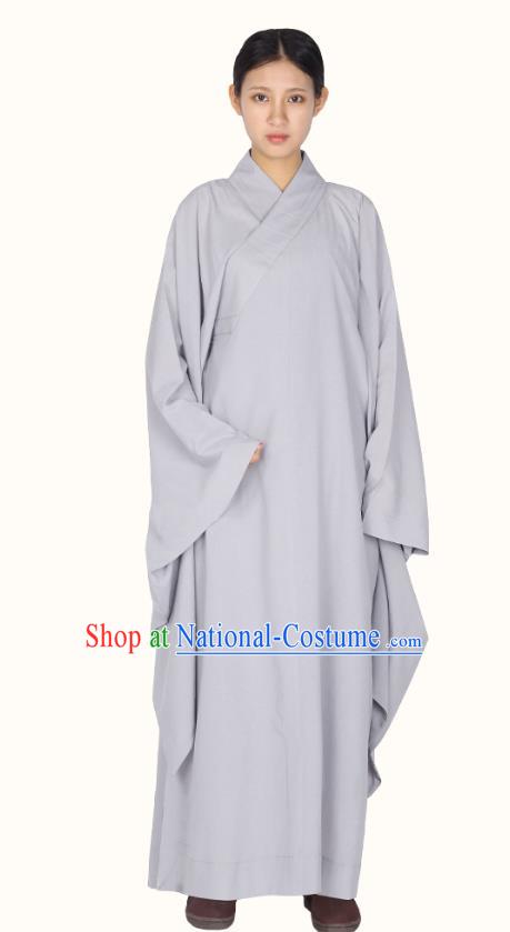 Chinese Traditional Women Lay Buddhist Costume Top Grade Meditation Uniforms Tang Suit Buddhist Cassock Grey Robe