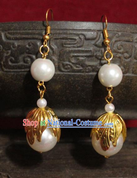 Traditional Chinese Ancient Princess Pearls Earrings Handmade Jewelry Accessories Eardrop for Women