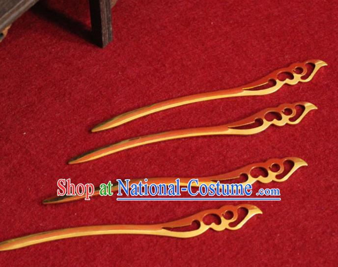 Traditional Chinese Handmade Golden Hair Clip Ancient Queen Hairpin Hair Accessories for Women