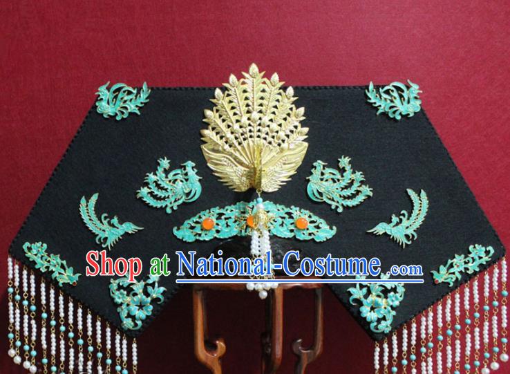 Chinese Ancient Imperial Consort Phoenix Coronet Hair Jewelry Traditional Handmade Hairpins Qing Dynasty Queen Hair Accessories Complete Set