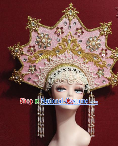 Traditional Chinese Ancient Queen Pink Phoenix Coronet Handmade Hair Jewelry Tassel Hair Accessories Complete Set