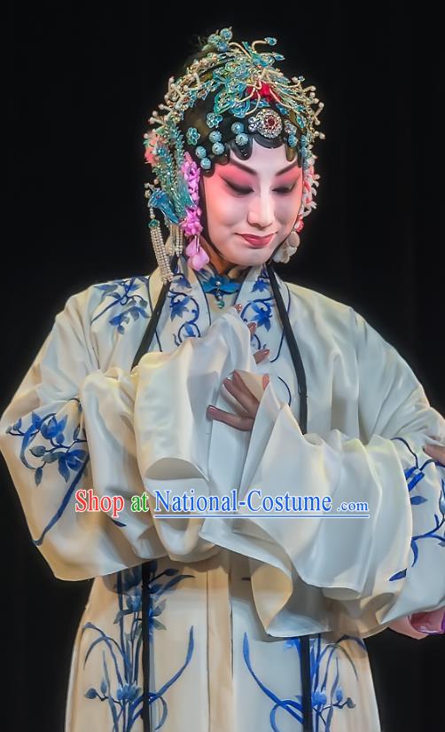 Chinese Sichuan Opera Young Female Zhuo Wenjun Garment Costumes and Hair Accessories Traditional Peking Opera Diva Dress Hua Tan Apparels