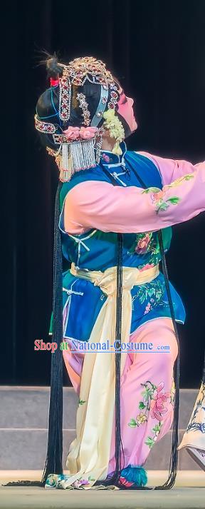 Chinese Sichuan Opera Xiaodan Garment Zhuo Wenjun Costumes and Hair Accessories Traditional Peking Opera Young Lady Dress Maidservant Apparels