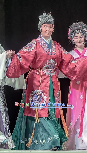 Chinese Sichuan Opera Pantaloon Garment Costumes and Hair Accessories Bao En Ji Traditional Peking Opera Laodan Dress Elderly Female Apparels