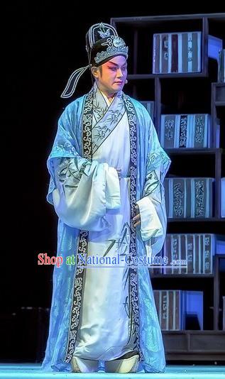 Bao En Ji Chinese Sichuan Opera Young Male Apparels Costumes and Headpieces Peking Opera Scholar Garment Xiaosheng Feng Ji Clothing