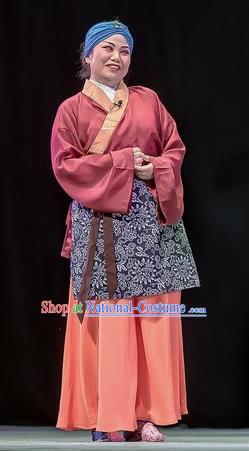 Chinese Sichuan Opera Elderly Woman Garment Costumes and Hair Accessories Bao En Ji Traditional Peking Opera Old Female Servant Dress Apparels