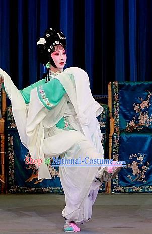 Chinese Sichuan Opera Hua Tan Cao Yue E Garment Costumes and Hair Accessories Cao Fu Zou Xue Traditional Peking Opera Young Lady Dress Actress Apparels