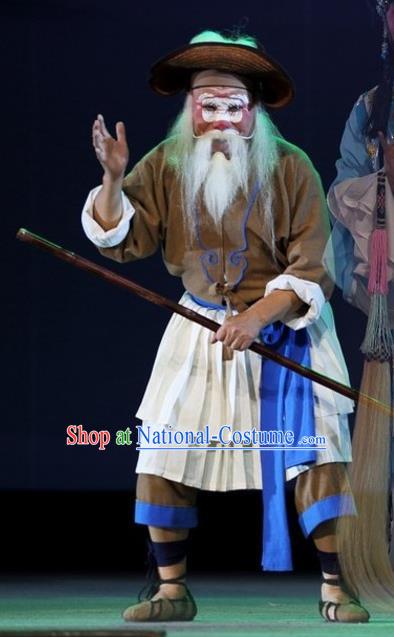 The Jade Hairpin Chinese Sichuan Opera Old Man Apparels Costumes and Headpieces Peking Opera Boatman Garment Clothing