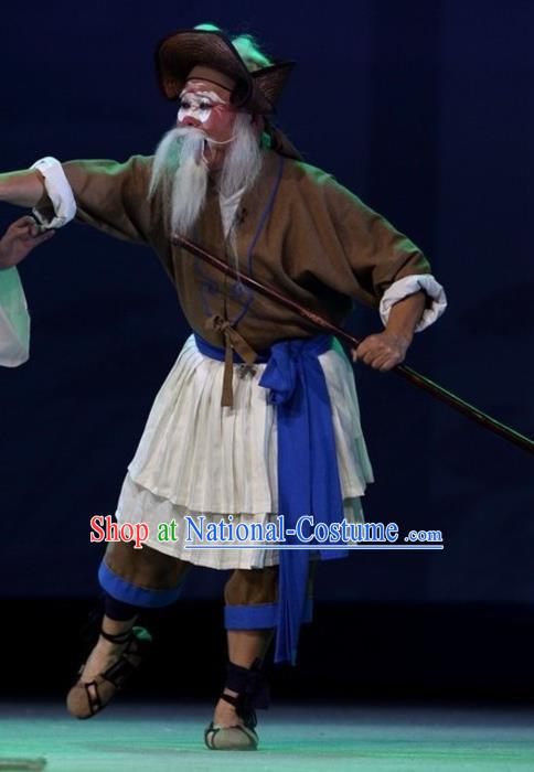 The Jade Hairpin Chinese Sichuan Opera Old Man Apparels Costumes and Headpieces Peking Opera Boatman Garment Clothing