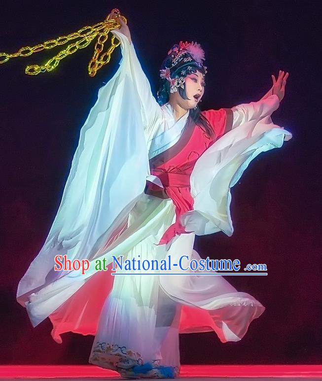 Chinese Sichuan Opera Distress Woman Garment Costumes and Hair Accessories Mother of Mu Lian Traditional Peking Opera Actress Dress Diva Liu Siniang Apparels