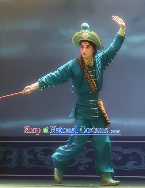 Shuang Ba Lang Chinese Sichuan Opera Swordsman Wang Rong Apparels Costumes and Headpieces Peking Opera Wusheng Garment Martial Male Clothing