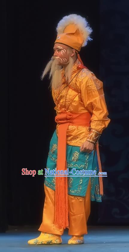 Shuang Ba Lang Chinese Sichuan Opera Old Man Apparels Costumes and Headpieces Peking Opera Elderly Swordsman Garment Clothing