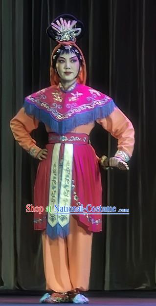 Chinese Sichuan Opera Swordswoman Garment Costumes and Hair Accessories Shuang Ba Lang Traditional Peking Opera Martial Female Dress Apparels