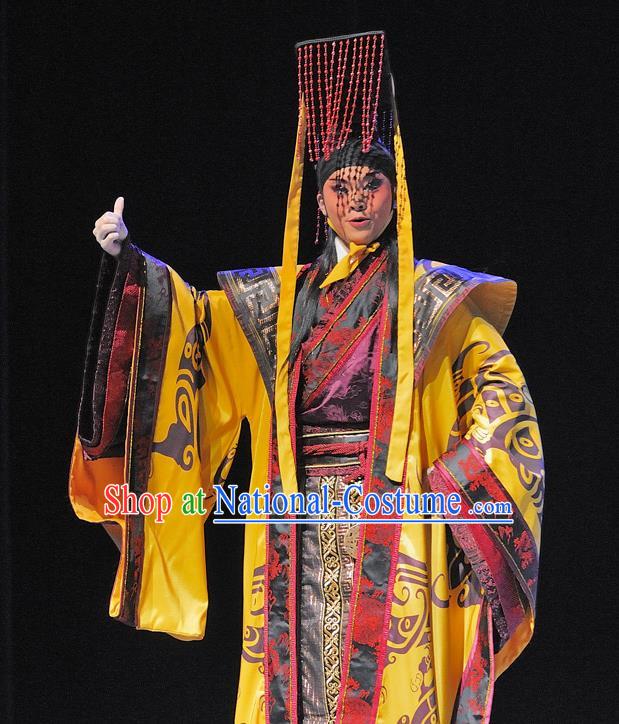 Xi Zhao Qi Shan Chinese Sichuan Opera Emperor Apparels Costumes and Headpieces Peking Opera Young Male Garment Xiaosheng Clothing