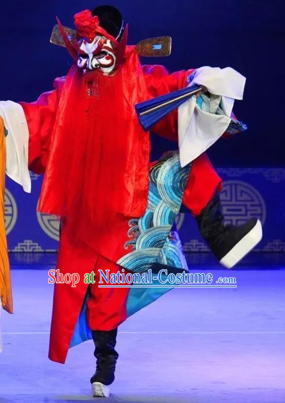 Shuang Tian Guan Chinese Sichuan Opera Martial Man Apparels Costumes and Headpieces Peking Opera Judge God Garment Clothing