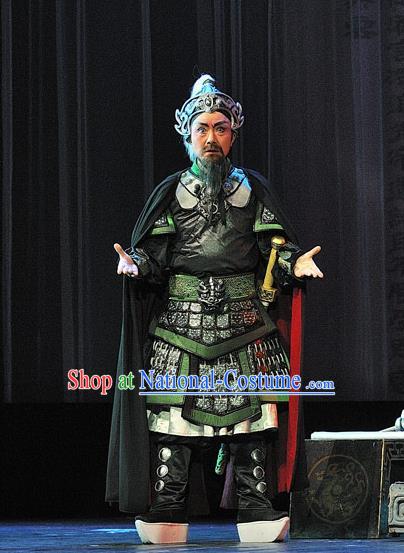 Xi Zhao Qi Shan Chinese Sichuan Opera Martial Male Apparels Costumes and Headpieces Peking Opera General Yang Yi Garment Armor Clothing