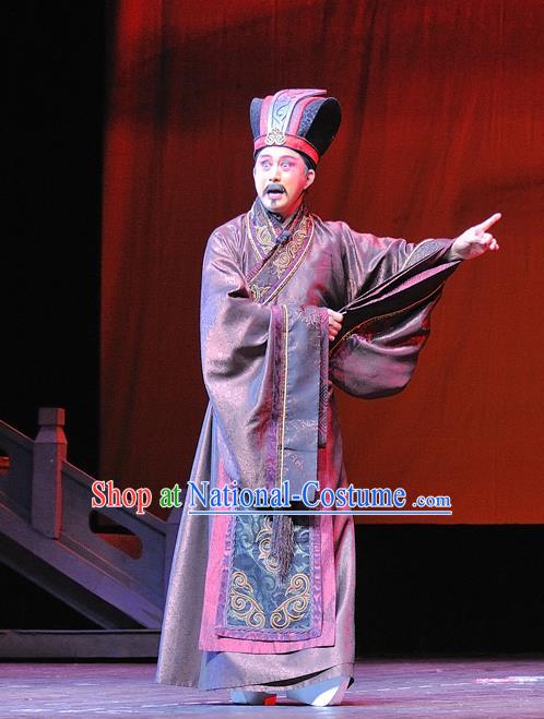 Xi Zhao Qi Shan Chinese Sichuan Opera Official Apparels Costumes and Headpieces Peking Opera Minister Garment Clothing