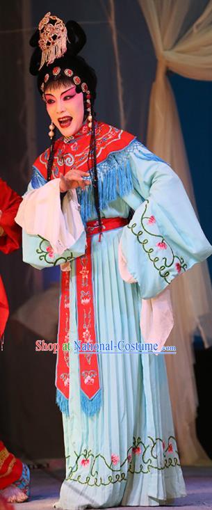 Chinese Sichuan Opera Goddess Garment Costumes and Hair Accessories The Lotus Lantern Traditional Peking Opera Hua Tan Dress Actress Apparels