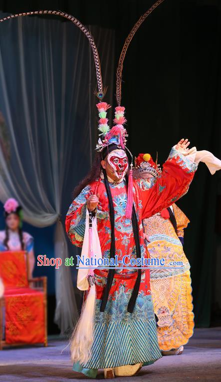 The Lotus Lantern Chinese Sichuan Opera Monkey King Apparels Costumes and Headpieces Peking Opera Sun Wukong Garment Clothing