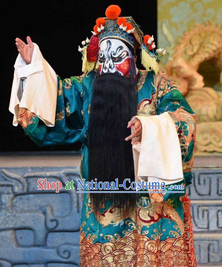 Qing Yun Palace Chinese Sichuan Opera Painted Role Apparels Costumes and Headpieces Peking Opera Emperor Garment Lord Clothing