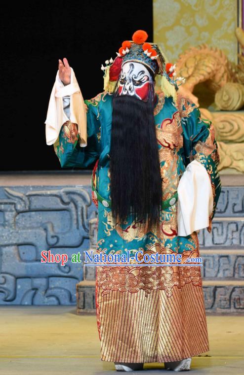 Qing Yun Palace Chinese Sichuan Opera Painted Role Apparels Costumes and Headpieces Peking Opera Emperor Garment Lord Clothing