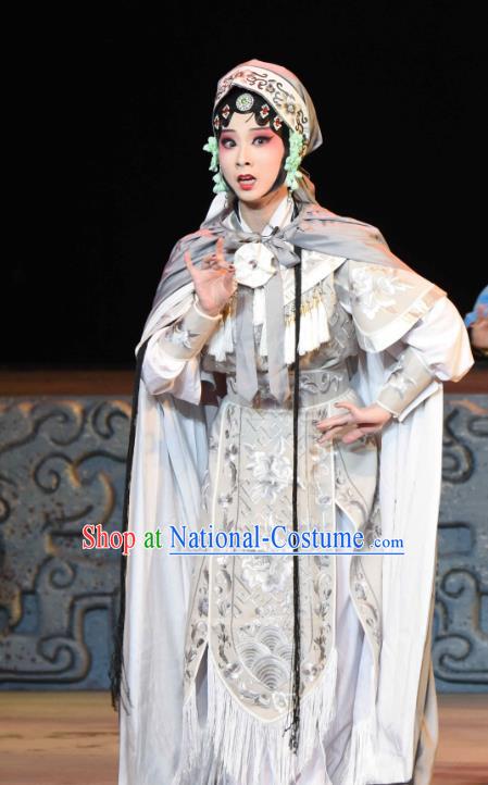 Chinese Sichuan Opera Swordswoman Garment Costumes and Hair Accessories Qing Yun Palace Traditional Peking Opera Martial Female Miao Yinhua Dress Apparels