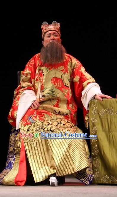 Yu He Qiao Chinese Sichuan Opera Official Apparels Costumes and Headpieces Peking Opera Elderly Male Garment Laosheng Clothing