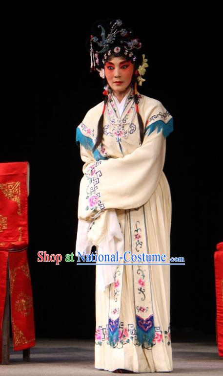 Chinese Sichuan Opera Rich Lady Garment Costumes and Hair Accessories Yu He Qiao Traditional Peking Opera Hua Tan Dress Diva Ke Baozhu Apparels