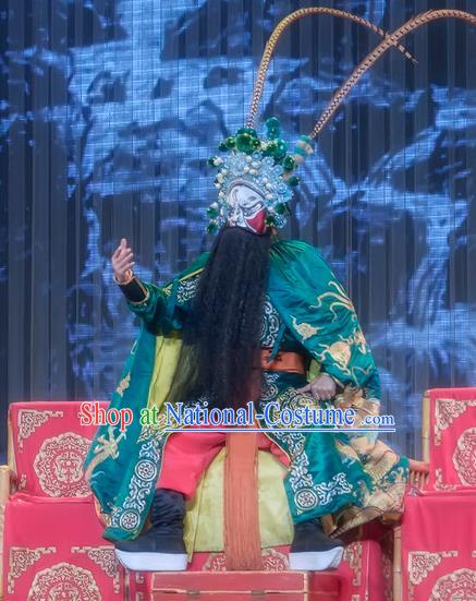 Da Hong Tai Chinese Sichuan Opera Bandit Xiao Fang Apparels Costumes and Headpieces Peking Opera Martial Male Garment Wusheng Clothing