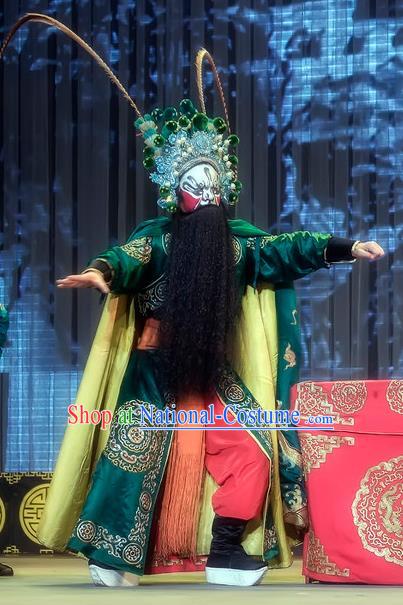 Da Hong Tai Chinese Sichuan Opera Bandit Xiao Fang Apparels Costumes and Headpieces Peking Opera Martial Male Garment Wusheng Clothing